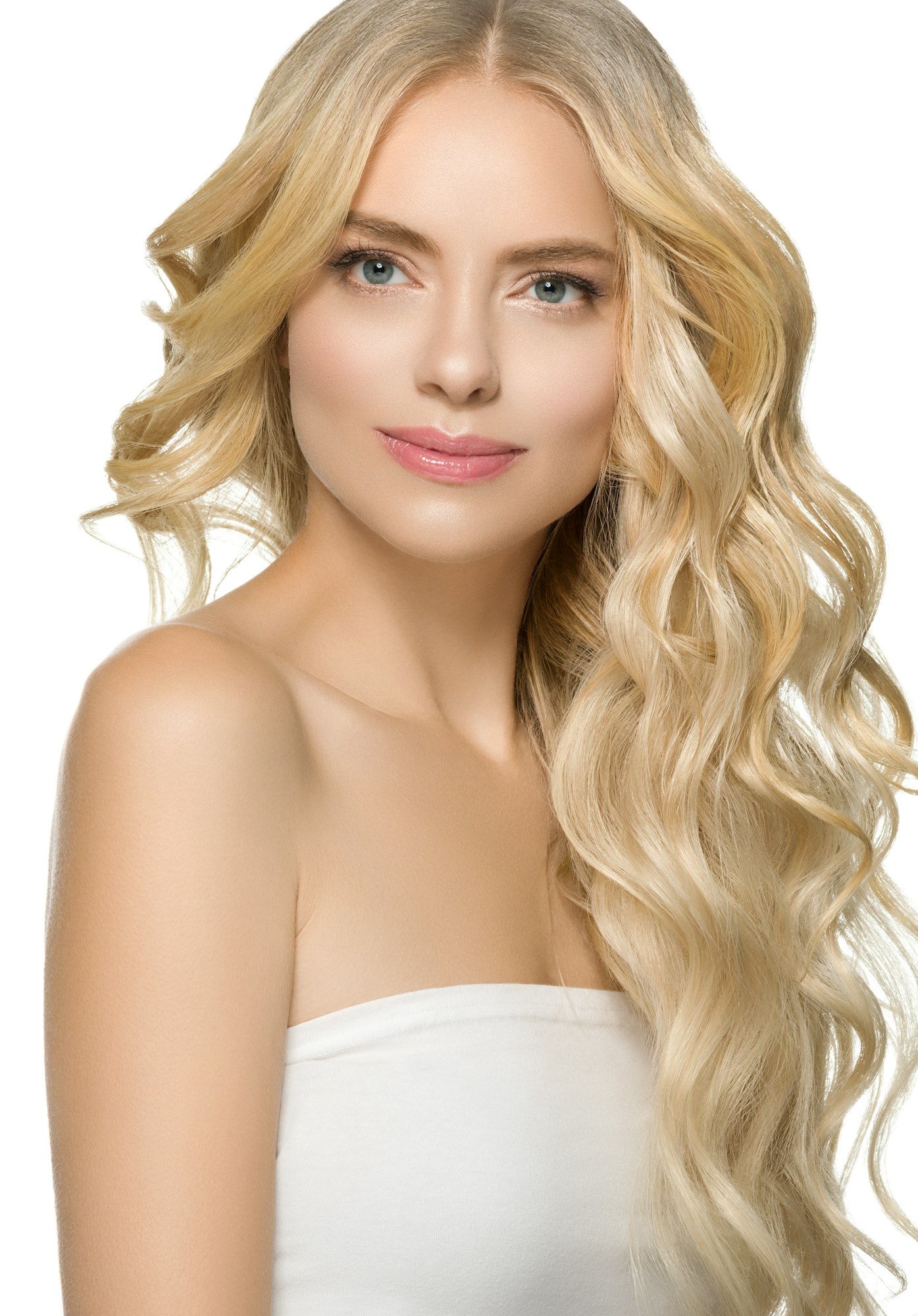 Fresh Skin Beauty Long Curly Hairstyle Woman